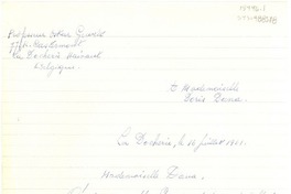 [Carta] 1961 juil. 16, La Docherie, Belgique [a] Doris Dana
