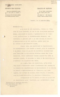 [Carta] 1933 oct. 11, Genéve, [Suiza] [a] Mademoiselle Gabriela Mistral, Consolato del Cile, Milano