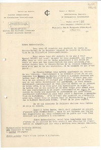 [Carta] 1934 mar. 8, Paris, [Francia] [a] Mademoiselle Gabriela Mistral, Consulat du Chili, Madrid