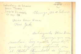 [Carta] [1963] feb. 20, Chicago, Estados Unidos [a] Doris Dana, New York, [Estados Unidos]