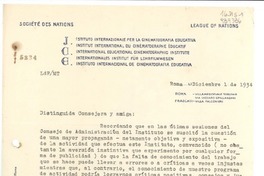 [Carta] 1934 dic. 1, Roma, [Italia] [a] Doña Gabriela Mistral, Cónsul de Chile, Av. Menéndex Pelayo, 11, Madrid, [España]
