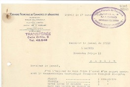 [Carta] 1934 oct. 17, Madrid, [España] [a] Monsier le Consul du Chili, Madrid