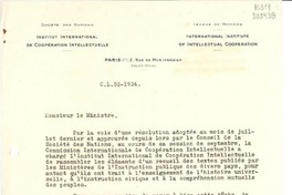 [Carta] 1934, Paris, [Francia] [a] Monsieur le Ministre