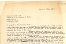 [Carta] 1946 jul. 2, Monrovia, [Estados Unidos] [a] Sra. Tarchiani, atención de mrs. Pulgar de Burke