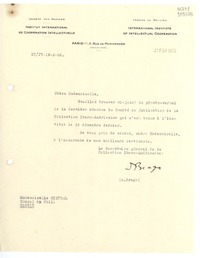 [Carta] 1936 févr. 21, Paris, [Francia] [a] Mademoiselle Mistral, Consul du Chili, Madrid