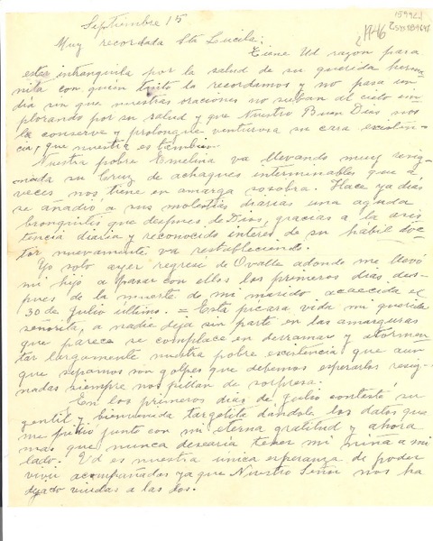 [Carta] 1946? sep. 15, [La Serena, Chile] [a] Lucila [Godoy Alcayaga]