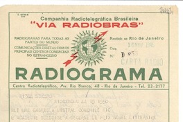 [Telegrama] 1945 nov. 16, Stockholm, [Sweden] [a] Gabriela Mistral, ConChile, Rio, [Brasil]