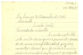 [Carta] 1946 nov. 9, La Serena, [Chile] [a] Lucila Godoi [sic]