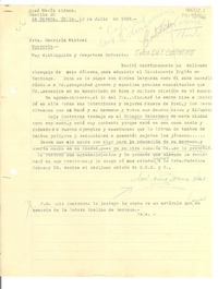 [Carta] 1949 jul. 12, La Serena, Chile] [a] Gabriela Mistral, Monrovia, [Estados Unidos