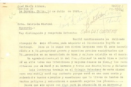 [Carta] 1949 jul. 12, La Serena, Chile] [a] Gabriela Mistral, Monrovia, [Estados Unidos