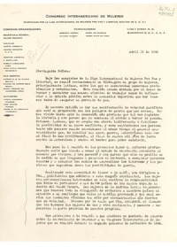[Carta] 1946 abr. 15, 1734 F Street, N. W., Washington 6, D. C., [EE.UU.] [a la] Distinguida Señora