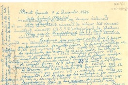 [Carta] 1946 dic. 9, Monte Grande, [Chile] [a] Gabriela Mistral, Los Angeles, [Estados Unidos]