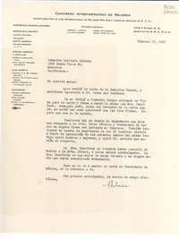 [Carta] 1947 feb. 13, Washington D. C., [Estados Unidos] [a] Señorita Gabriela Mistral, 1305 Buena Vista St., Monrovia, California
