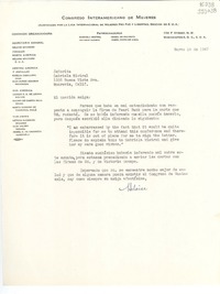 [Carta] 1947 mar. 15, Washington D. C., [Estados Unidos] [a] Señorita Gabriela Mistral, 1305 Buena Vista Ave., Monrovia, Calif.