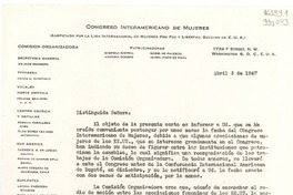 [Carta] 1947 abr. 3, Washington D. C., [Estados Unidos] [a] Distinguida Señora