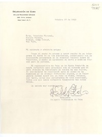 [Carta] 1953 oct. 27, 350 Fifth Avenue, New York 1, N. Y., [EE.UU.] [a la] Srta. Gabriela Mistral, Spruce Street, Roslyn, Long Island, New York, [EE.UU.]