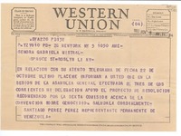 [Telegrama] 1953 nov. 5, New York, NY, [EE.UU.] [a la] Sra. Gabriela Mistral, Spruce St, Roslyn Harbor, LI, NY, [EE.UU.]