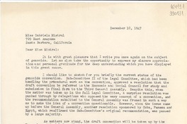 [Carta] 1947 Dec. 10, Perkasie, Pennsylvania, [Estados Unidos] [a] Miss Gabriela Mistral, 729 East Anapamu, Santa Barbara, California