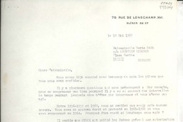 [Carta] 1967 mai 18, 75, Rue de Longchamp XVI, Kléber 02-57, [Paris], [France] [a la] Mademoiselle Doris Dana, co American Express, Plaza Cortés, Madrid, [España]