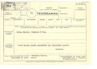 [Telegrama] 1952 jul. 29, Consulado de Chile, Nápoli, [Italia] [a] Palma Nicolau, Roma, [Italia]