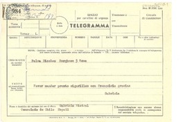 [Telegrama] 1952 jul. 29, Consulado de Chile, Nápoli, [Italia] [a] Palma Nicolau, Roma, [Italia]