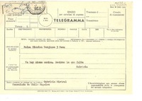 [Telegrama] 1952 ago. 2?, Consulado de Chile, Napoles, [Italia] [a] Palma Nicolau, Roma, [Italia]