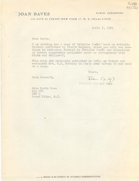 [Carta] 1965 Apr. 7, 145 East 49th Street, New York 17, N. Y., [EE.UU.] [a] Miss Doris Dana, Box 284, RFD 2, Pound Ridge, N. Y., [EE.UU.]