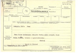 [Telegrama] 1952 ago. 4?, Consulado de Chile, Napoli, [Italia] [a] Embajada Chile, Roma, [Italia]