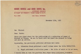 [Carta] 1957 Nov. 15, [New York, Estados Unidos] [a] Miss Doris Dana, 204 East 20th St., New York