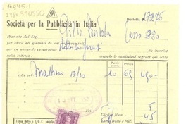 [Recibo] 1952 ott. 18, [Italia] [a] Gilda Pendola [Italia]