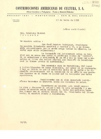 [Carta] 1954 mar. 19, Montevideo, Uruguay [a] Gabriela Mistral
