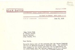 [Carta] 1956 June 26, 112 East 19 Street, New York 3, N. Y., [EE.UU.] [a] Mrs. Doris Dana, 15 Spruce Street, Roslyn Harbour, Long Island, N. Y., [EE.UU.]