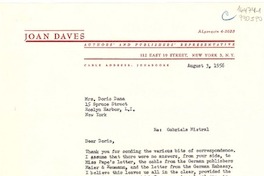 [Carta] 1956 Aug. 3, 112 East 19 Street, New York 3, N. Y., [EE.UU.] [a] Mrs. Doris Dana, 15 Spruce Street, Roslyn Harbour, L. I., New York, [EE.UU.]
