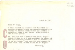 [Carta] 1963 Apr. 1, [EE.UU.] [a] Mr. Kapp, General Music Publishing Co., 53 E. 54th St., New York 22, N. Y., [EE.UU.]