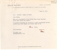 [Carta] 1972 June 16, 515 Madison Avenue, New York, N. Y. 10022, [EE.UU.] [a] Ms Doris Dana, Bridgehampton, L. I., [EE.UU.]