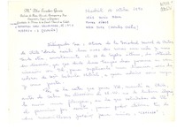 [Carta] 1970 oct. 18, Madrid, España [a] Miss Doris Dana, Pound Ridge, New York, Estados Unidos