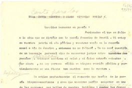 [Carta] 1944 ago., Petrópolis, [Brasil] [a las] Vitorias Regias, [Brasil]