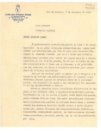 [Carta] 1944 set. 9, Rio de Janeiro, [Brasil] [a la] Exma Senhora Gabriela Mistral