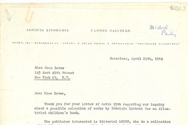 [Carta] 1965 Aug. 15, [Estados Unidos] [a] Doris Dana