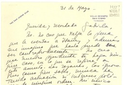[Carta] 1955 mayo 31, [San Isidro, Argentina] [a] Querida y recordada Gabriela