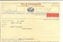 [Telegrama] 1952 dic. 19, [Italia] [a] [United] Nation, New York, [Estados Unidos]