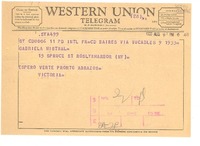 [Telegrama] 1955 ago. 9, Buenos Aires, [Argentina] [a] Gabriela Mistral, Roslyn Harbor