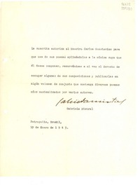 [Carta] 1943 ene. 19, Petrópolis, Brasil [a] Carlos Guastavino