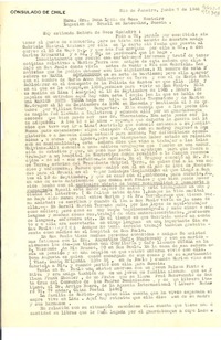[Carta] 1946 jun. 7, Rio de Janeiro, Brasil [a la] Exma. Sra. Doña Lydia de Goes Monteiro, Legación de Brasil en Estocolmo, Suecia