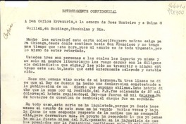 [Carta] [a] Don Carlos Errázuriz, a la señora de Goes Monteiro y a Palma Guillén, en Santiago, Stockolmo y Rio