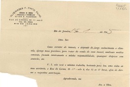 [Carta] 1945 ene. 15, Rio de Janeiro, [Brasil] [al] Ilmo. Snr.
