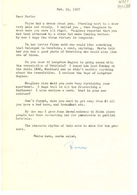[Carta] 1957 Feb. 22, [Estados Unidos] [a] Dear Doris