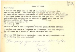 [Carta] 1964 June 10, [Estados Unidos] [a] Dear Doris