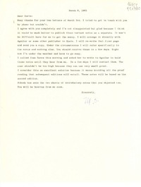 [Carta] 1965 Mar. 8, [EE.UU.] [a] Dear Doris [Dana]