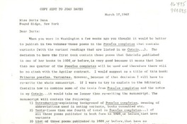 [Carta] 1967 Mar. 17, 5914 Carlton Lane, Washington 20016, D. C., [EE.UU.] [a] Miss Doris Dana, Pound Ridge, New York, [EE.UU.]